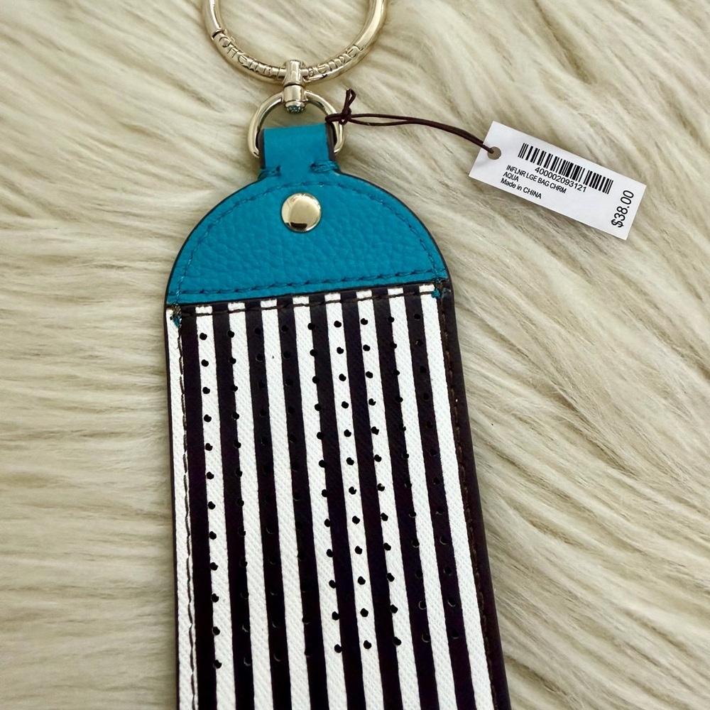 Henri Bendel Aqua Stripe Influencer Bag Charm - Picture 3 of 6